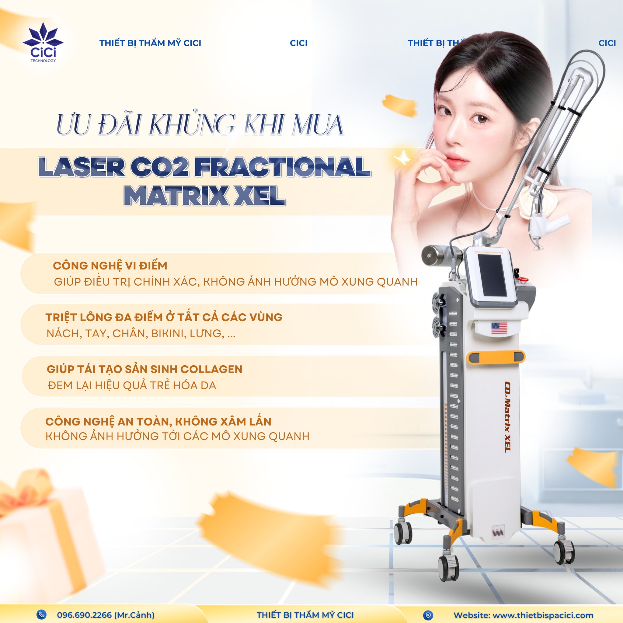 Thiết bị Spa CiCi - đơn vị chuyên cung cấp Máy Laser CO2 Fractional Matrix XEL với giá thành tốt nhất 